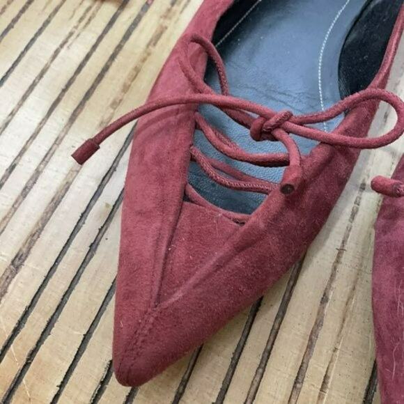Balenciaga Burgundy Suede Flats Pointed Toe 38.5 - Picture 5 of 11